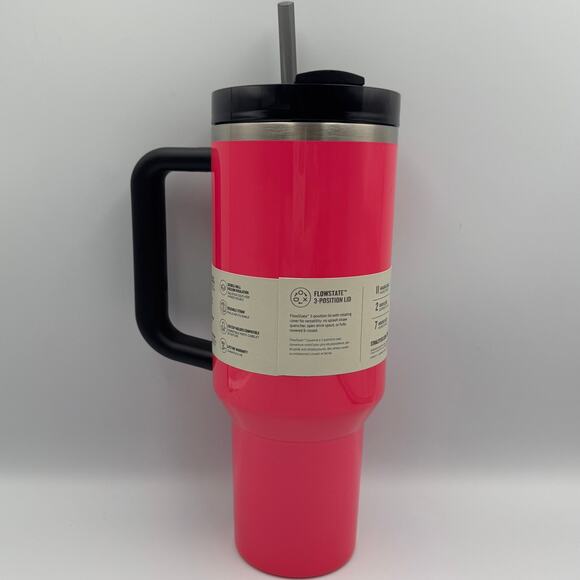 Stanley FlowState Quencher H2.0 Tumbler 40oz Electric Pink Brand New - Picture 2 of 4